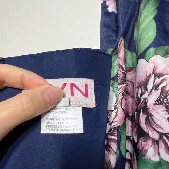 JVN by Jovani Navy Multi Floral Print Tow Piece Proms Dress 2 - Picture 6 of 14
